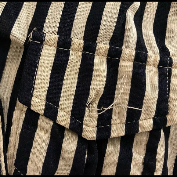 S Line black label stripe print button down blouse - Picture 2 of 6